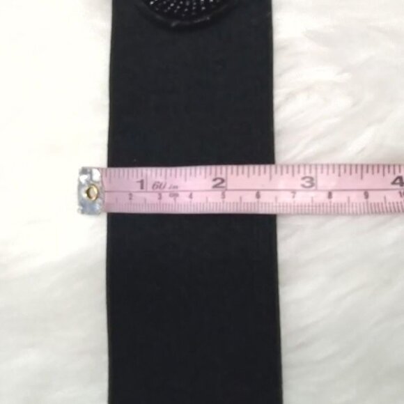 Black Gothic Rhinestone Beaded Decorative Gemstone Buckle Elastic Wide Belt - Picture 9 of 10